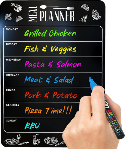 Dry Erase Magnetic Meal Planner for Refrigerator A4 (8.5x12 inch) - Magnet Weekly Menu Board for Fridge - Magnetic Menu White Board - Fridge Meal Planner Magnet - Dinner Meal Planner Dry Erase Board