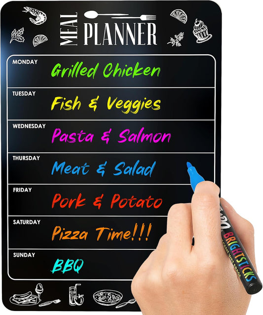 Dry Erase Menu Board for Fridge A4-8.5 x 12 in Weekly Meal Planner Dry Erase Board Magnetic Meal Planner for Refrigerator Dry Erase Dinner Menu Board for Kitchen Magnetic Dinner Menu for Fridge
