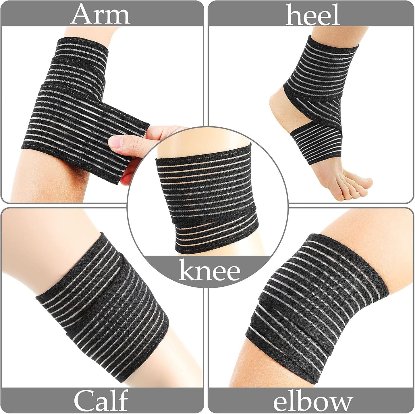 Syhood Compression Bandage Wraps for Leg, Elastic Calf Compression Sleeve Ankle Support, Adjustable Plus Size for Men and Women Stabilising Ligament, Joint Pain, Sports(4 Pieces,28 Inches)