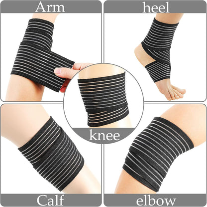 Syhood Compression Bandage Wraps for Leg, Elastic Calf Compression Sleeve Ankle Support, Adjustable Plus Size for Men and Women Stabilising Ligament, Joint Pain, Sports(4 Pieces,28 Inches)