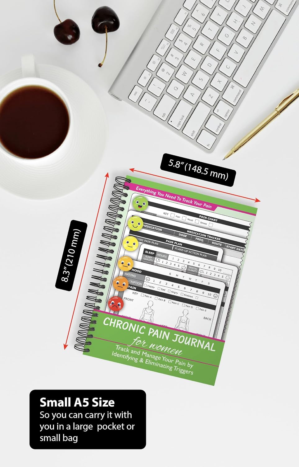 OptiLiving Publishing Chronic Pain Journal For Women – Track and Manage Your Pain by Identifying & Eliminating Triggers | A5 Spiral Bound