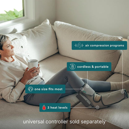 HoMedics Modulair Compression Calf Wrap Massager – Overlapped Compression Therapy with 4 Programs, Adjustable Intensity, Heat Settings, (Battery Sold Separately)