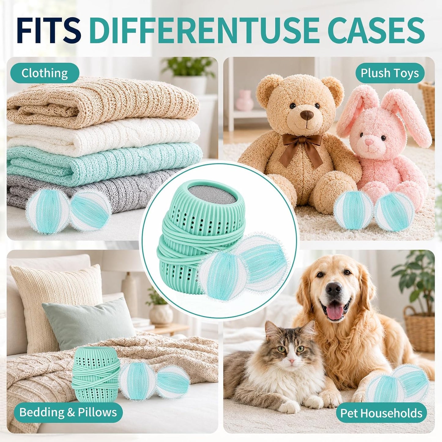 16PCS Pet Hair Remover and Laundry Ball Set, Reusable Dog Hair Remover for Laundry, Lint Catcher Laundry Ball in Washing Machine, Pet Hair Catcher for Clothes, Bedding