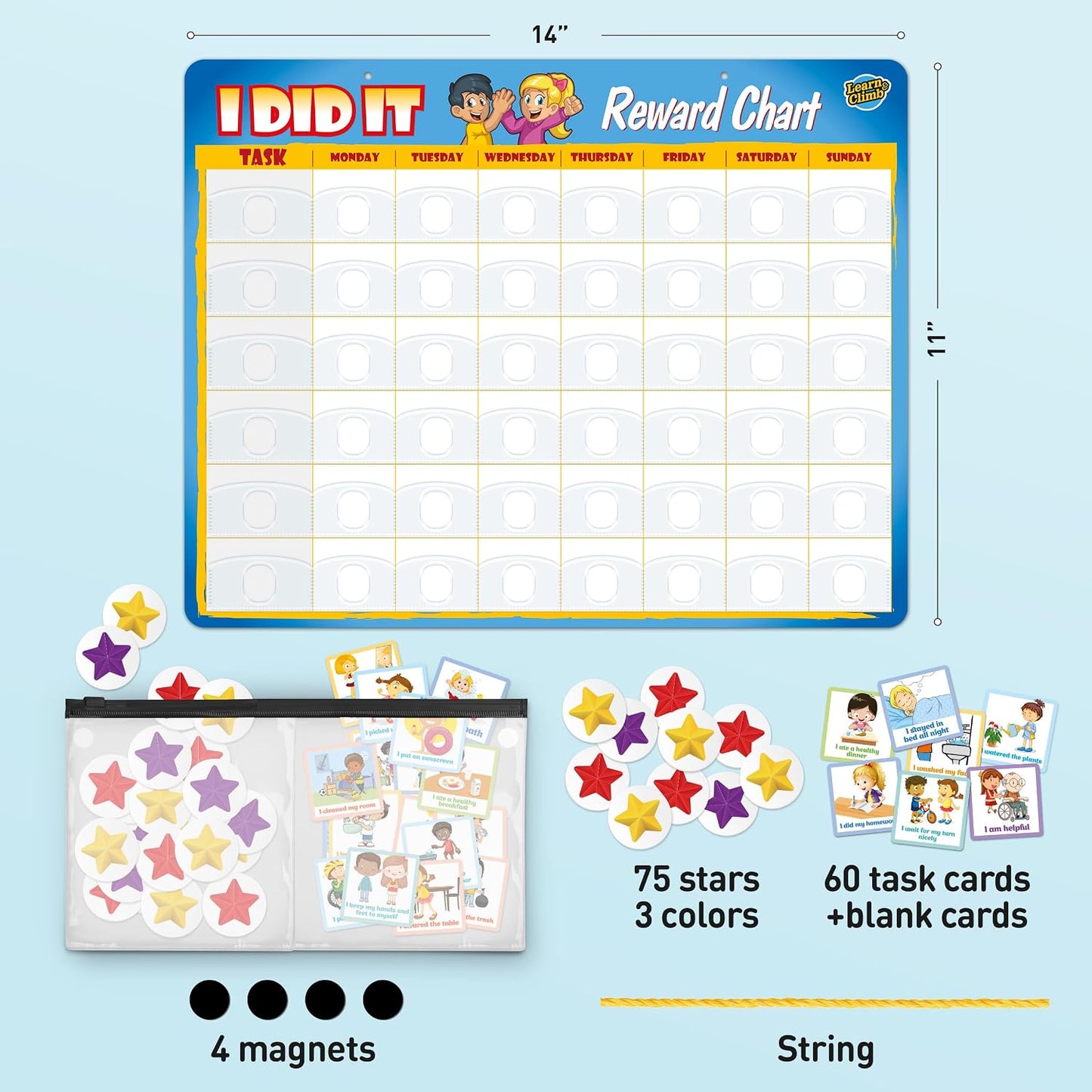 Behavior Reward Chart System - Pad with 26 Chore Charts for Kids, 2800 Stickers to Motivate Responsibility & Good Habits