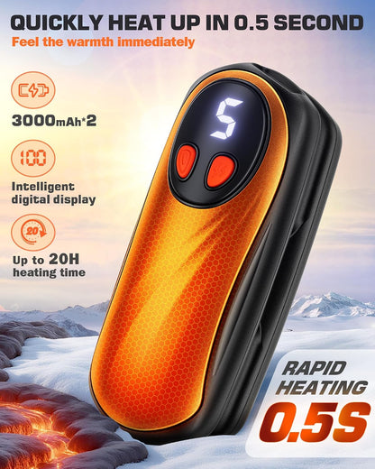 Hand Warmers Rechargeable 2 Pack, 6000mAh Electric Hand Warmers, Silver