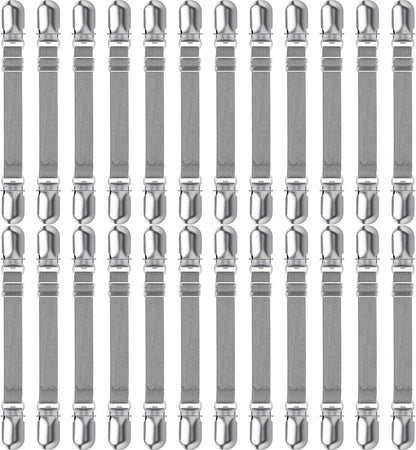 Boao 24 Pcs Bed Sheet Clips Straps Heavy Duty Adjustable Fasteners Elastic Fitted Bed Holder Mattress Corner Sheet Fasteners for Home Room Couch Supplies(White,8-12inch)