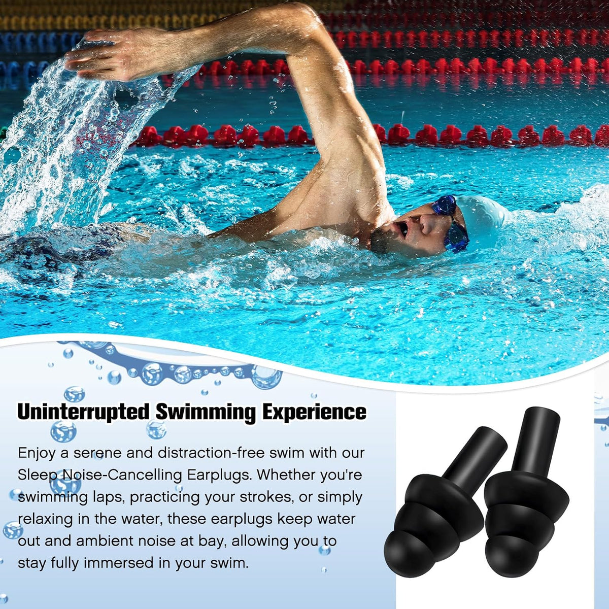 TrelaCo 200 Pairs Ear Plugs Bulk, Reusable Silicone Ear Plugs, Black