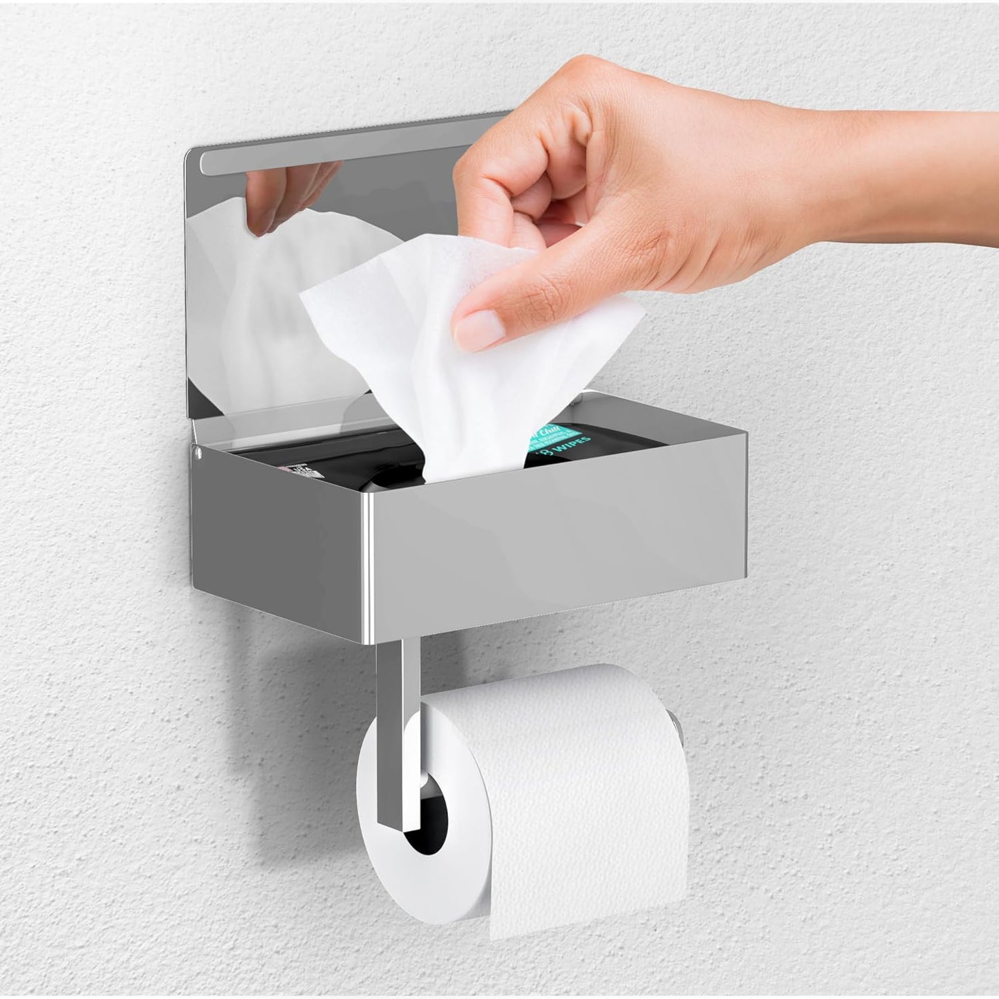 Day Moon™ - Toilet Paper Holder with Shelf - Modern Roll Holder for Bathroom - 1 Pack - Wall Mount - with Storage, Gold