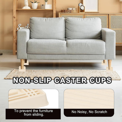 PATIKIL 1.5x1.5 Furniture Coasters, 12 Pcs Caster Cups Furniture Cups Rubber Non-Slip Square Feet Anti-Slip Stopper Pad Protector Sliding for Hardwood Floors Carpet Chair Table, Coffee