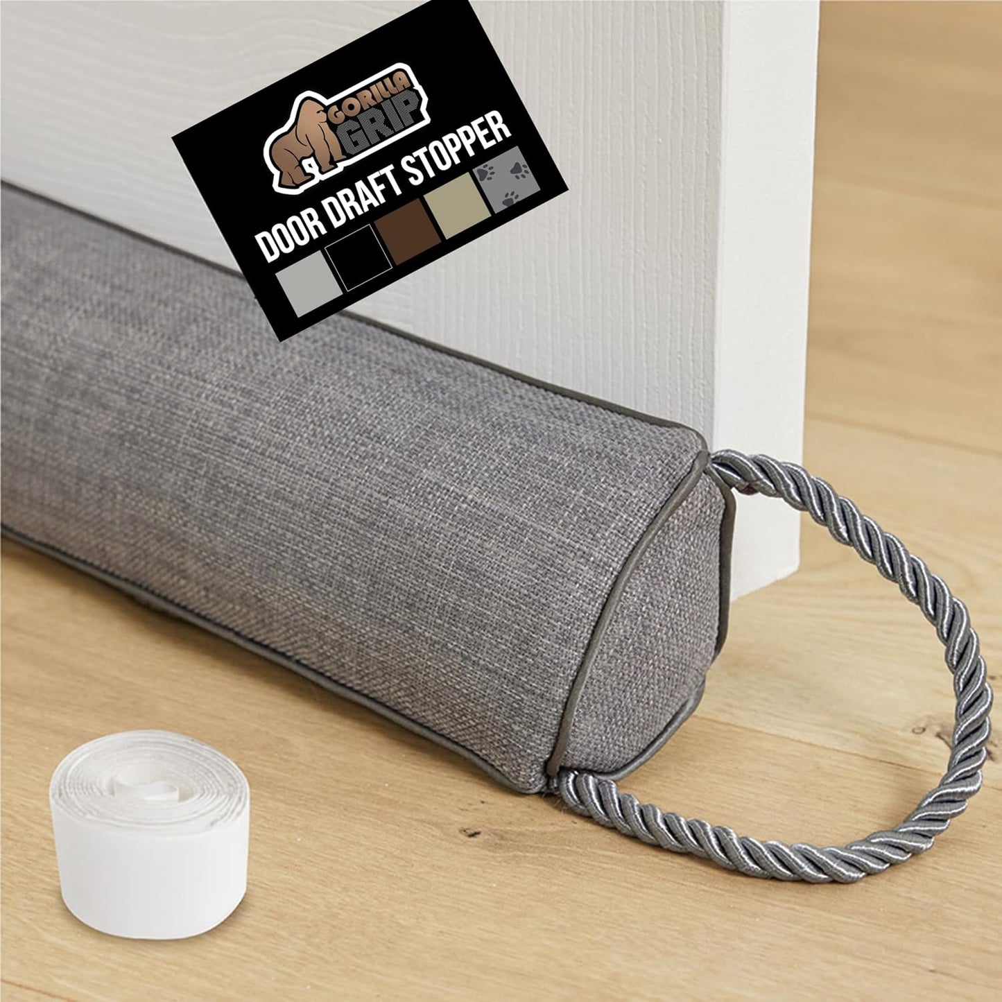 GORILLA GRIP Door Draft Stopper for Bottom of Doors, Cold Air Insulation Sweep, Weather Stripping Seal Noise, Soundproofing, Warmth Sealer, Easy Install Gap Filler, Home Essentials, 32 Inch, Gray