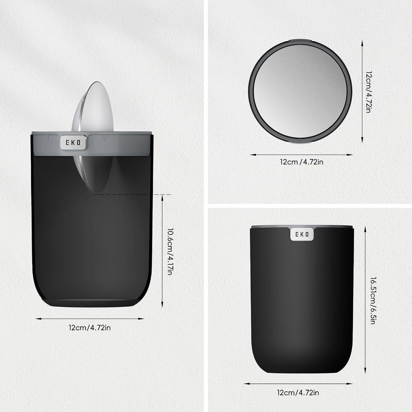 EKO Fandy 0.58 Gal/2.2L Mini Trash Can with Lid, Swing-Top Desktop Trash Can for Bathroom, Countertop, Vanity, Desk or Office, Small Garbage Bin (Blue)