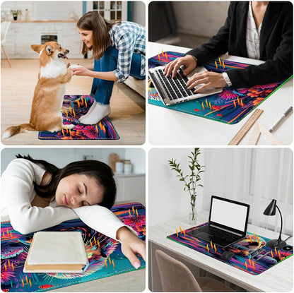Heated Desk Pad Heated Large Mouse Pad, Electric Quickly Warm Desk Mat with 3 Levels Heating 3 Hours Auto Shut-Off, 31.5" x 13" Warm Gaming Mousepad Hand Foot Warmer, Baby Elephant