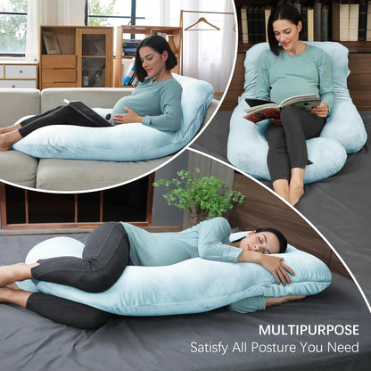 MOON PARK Pregnancy Pillows for Sleeping - 57 Inch U Shaped Full Body Maternity Pillow with Removable Cover - Support for Back, Legs, Belly, Hips - Pregnancy Pillow for Women - Grey