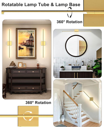iThird Battery Operated Wall Sconces Set of 2: 10000mAh Rechargeable Wireless Wall Lights, 360° Rotatable Magnetic Wall Lamp, 4CCT Dimmable LED Wall Lighting for Bedroom Living Room Hallway, 31.7in