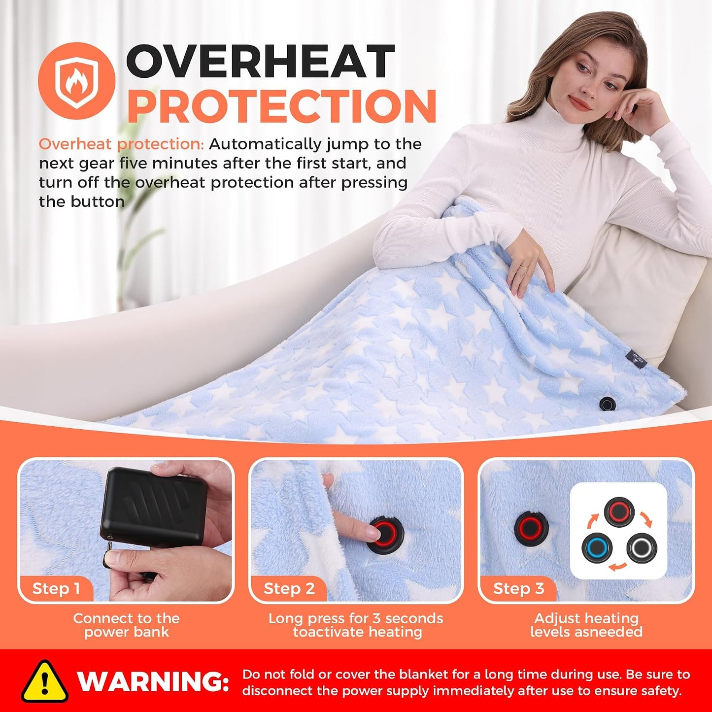 KSFJZF Heated Blanket, Cordless Portable Rechargeable Heated Throw Blanket | Battery Operated Heating Blanket with 20000mAh Power Bank, 59" x 35.5" Electric Heated Shawl, 3 Fast-Heating Levels (Pink)