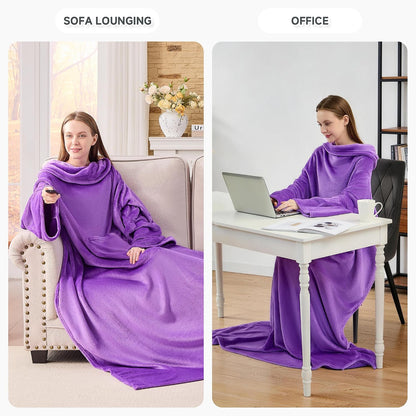 IFNOW Fleece Wearable Blanket with Sleeves, Oversized Snuggle Robe
