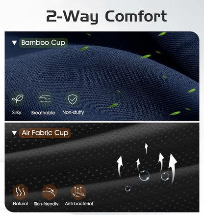 Bluetooth Sleep Mask with 2 Removable 3D Contoured Cup, Bamboo Cotton Bluetooth Sleep Headphones for Side Sleepers with Timming Setting, Blackout Eye Mask for Travel Meditation Men Women