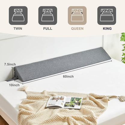 IFNOW Queen Size(60"x6"x10") Bed Wedge Pillow for Headboard, Mattress Gap Filler(0-8"), Bed Wedge for Gap Between Your Headboard and Mattress Dark Grey | High-Density Foam,Fills 0-8"Mattress Gap,Prevents Pillow & Items Falling,Works with Headboard or