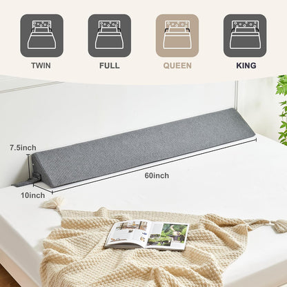 IFNOW Queen Bed Wedge Pillow(60"x6"x10"), Mattress Gap Filler 0-8", Grey