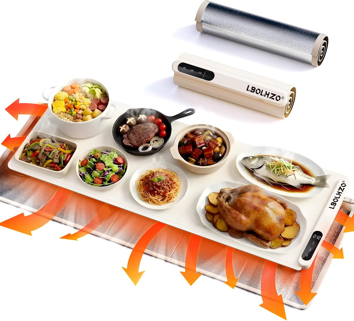 Warming Mat For Food Extra Large 36"x16" 580W Food Warming Mat Buffet Servers and Warmers,Chafing Dishes for Buffet 6 Temp 6 Hour,Roll Up Food Warmers for Parties Buffet Catering Gatherings
