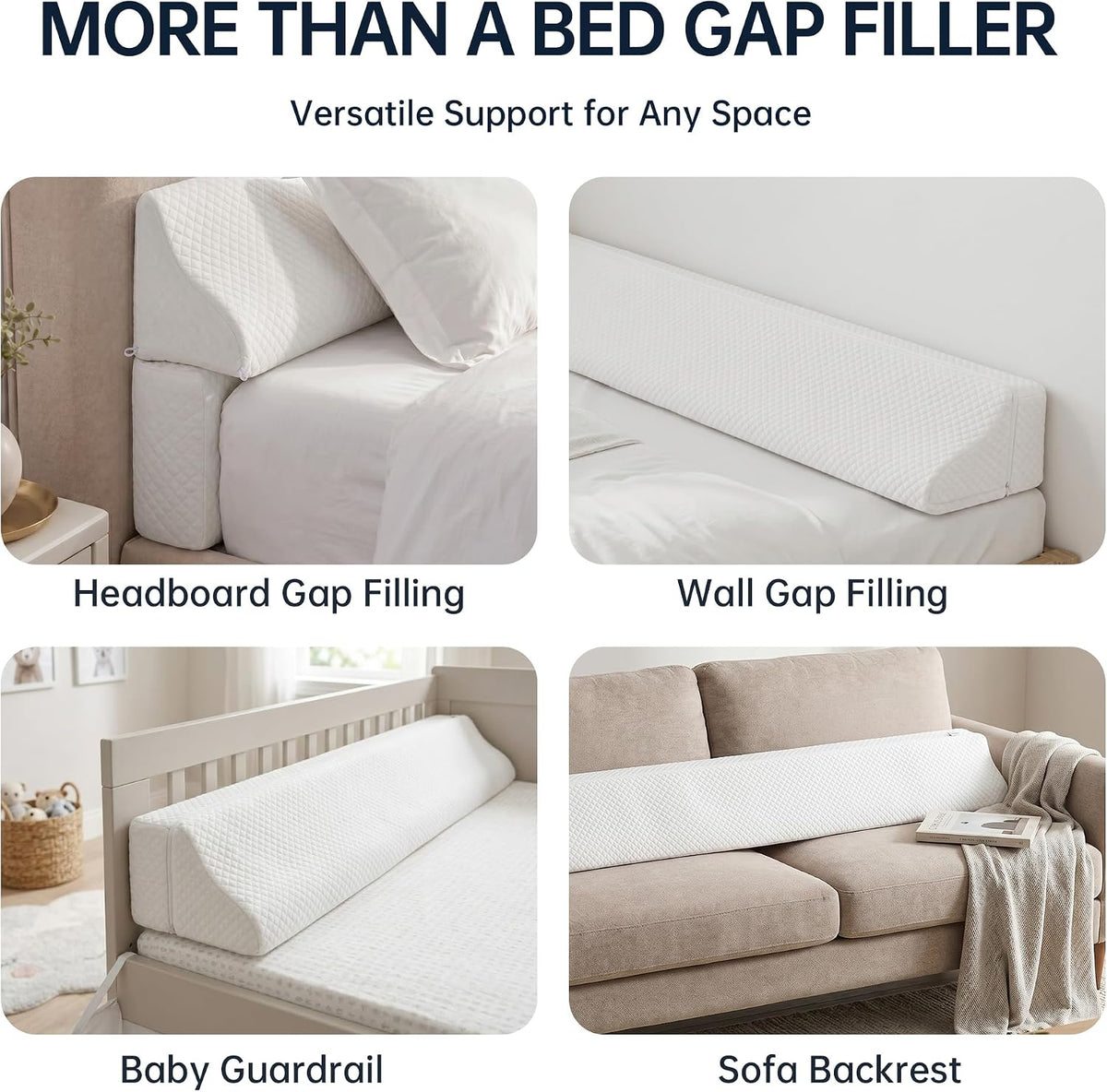 Bed Wedge Gap Filler, Wedge Pillow for Headboard Gap, King Size