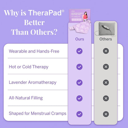 Pixie Microwavable Heating Pad for Period Cramps - Flaxseed & Lavender Weighted Wearable Hot & Cold Reusable TheraPad™ Waist Belt for Menstrual Cramp Pain Relief, Lower Back, Stomach & Feminine Care