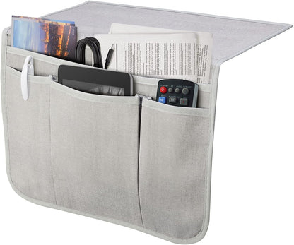 Bedside Caddy Bedside Storage Organizer Magazine Phone Tablet iPad Remote Holder, Organizer Caddy for Home College Dorm Bed, Sofa, Bunk Bed (Grey)