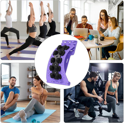 Back Stretcher - Lumbar Spine Relaxer, 4-Level Adjustable Relaxation Board | Yoga Back Stretcher | Scoliosis Massager Device with Black Massage Head for Muscle Alignment Cracking Lower Påin Ŕelief Ho