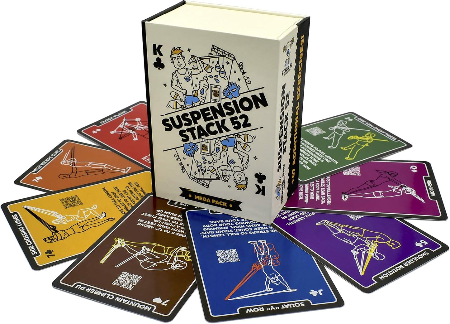 Stack 52 Suspension Exercise Cards Mega Pack | Suspended Bodyweight Resistance Workout Game. Video Instructions Included. Fun Home Fitness Program.