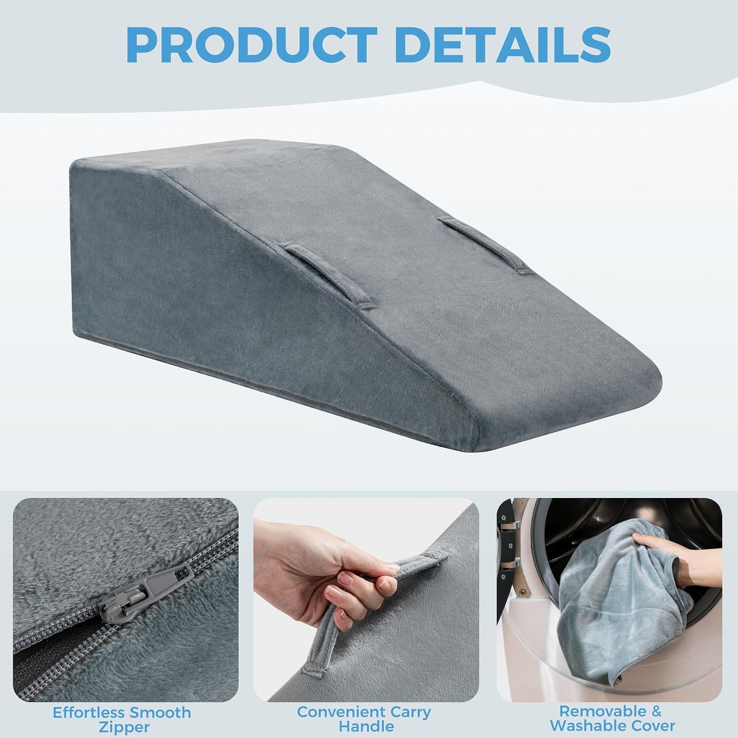 Ganondorf Leg Elevation Pillow, Premium Foam Leg Support Adjustable Wedge Pillow Relieves Joint Pain After Surgery Ergonomic Curve for Leg Support Promote Blood Circulation Single Leg