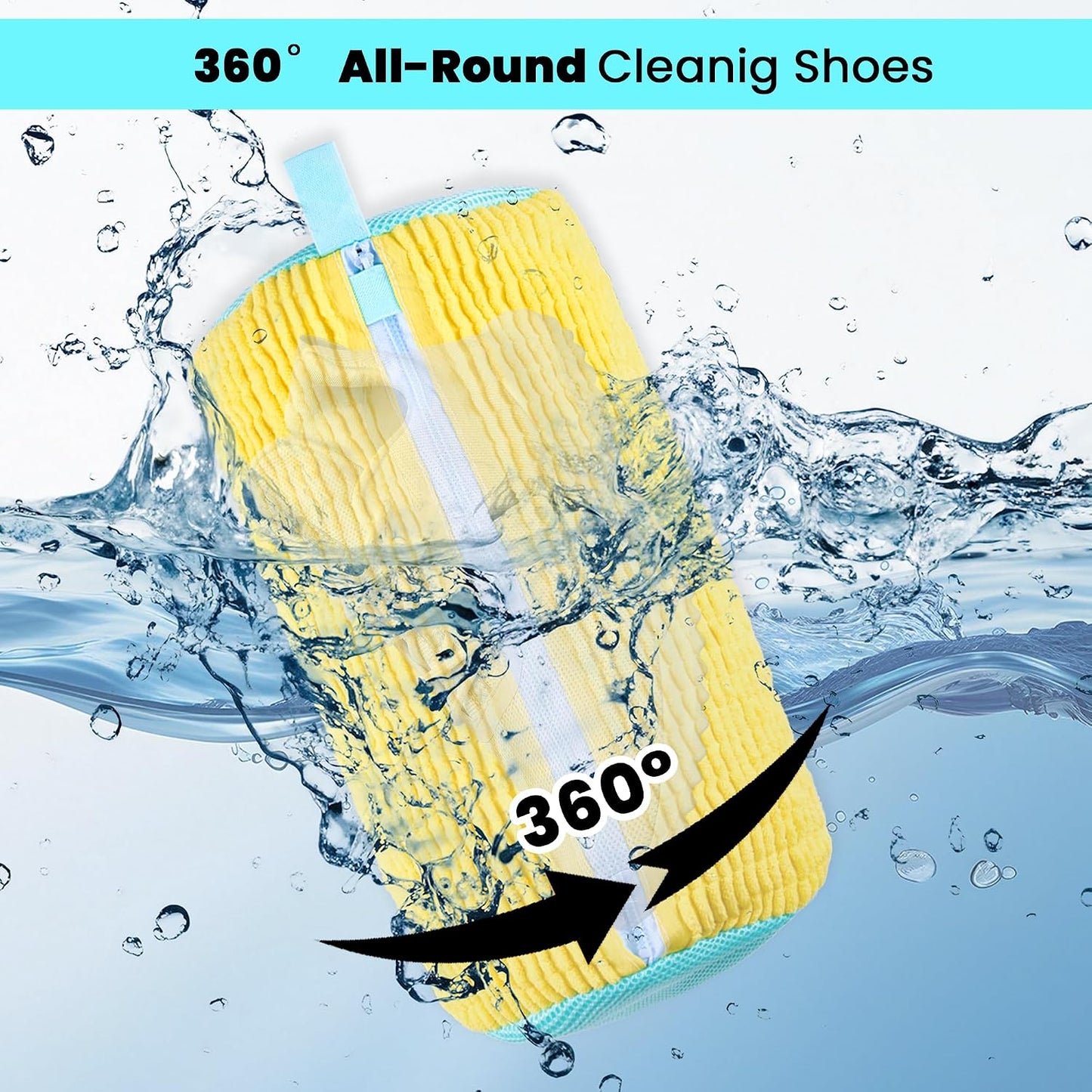 Shoe Washing Machine Bag, 4 Pcs Shoe Laundry Bag for Sneacker | With 4 Boot Stretcher (L 6-12.5 & S 5-10.5), Reusable,Durable Zipper,360°Deep Cleaning, Fit Most Shoes Types