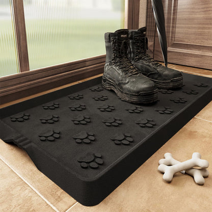 SUPENUIN Boot-Tray Heavy Duty Rubber Mat with Lip Waterproof Shoe Mat Tray for Entryway Indoor Outdoor Multi Use Catch All Trays Entryway Shoe Storage 16x27.5 Inches