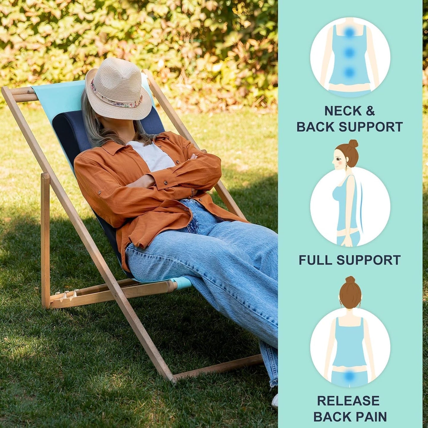 2-in-1 Neck Pillow Lumbar Support Pillow for Recliner Couch& Glider Chair - High Resilient Foam Ergonomic Back Support for High-Back Rocking Chairs, Glider Rocker Replacement Cushions Navy S