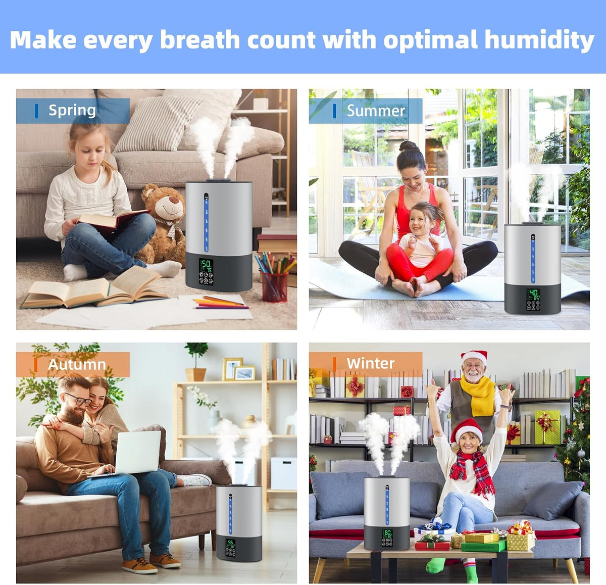 Coolfiqu 6L Warm & Cool Mist Humidifiers for Bedroom,Large Room,Plants