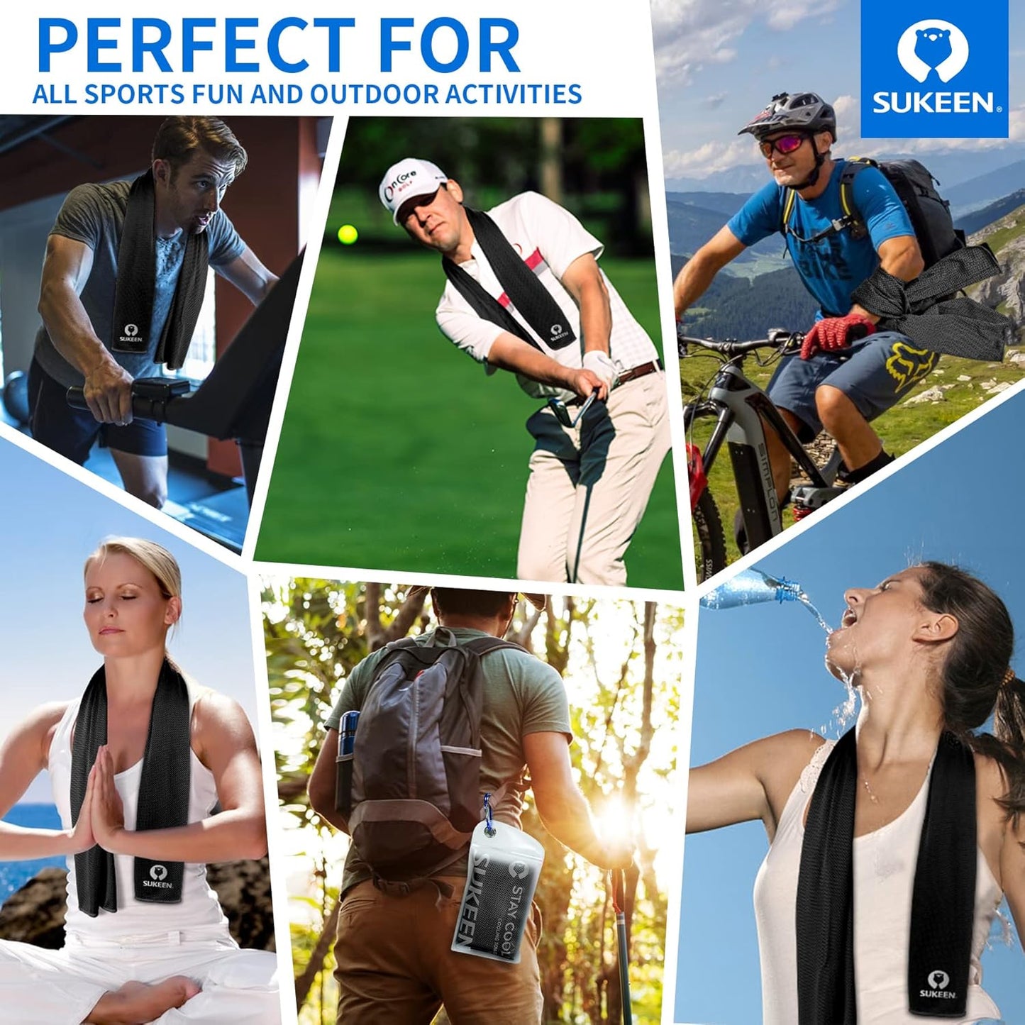 Sukeen 4 Pack Cooling Towels (40"x12") for Neck and Face Instant Cooling | Stay Cool in Hot Weather,Versatility,Soft,Breathable,Durability for Sports,Outdoor activities,Summer works in heat