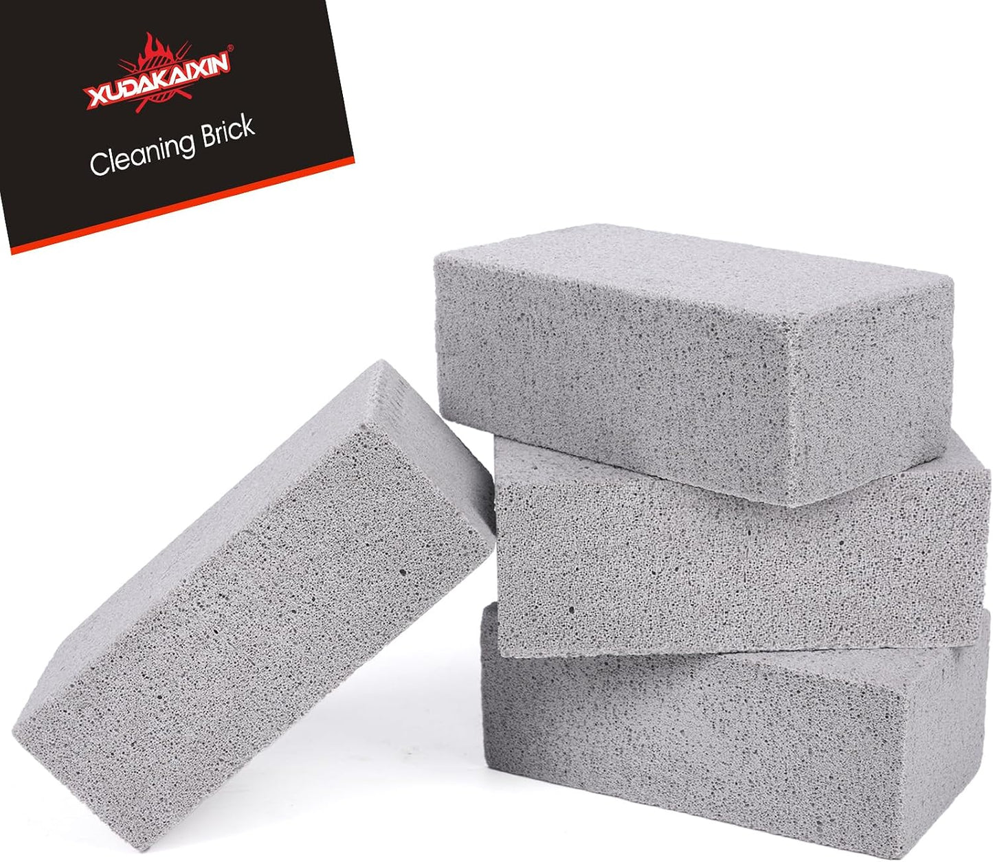 XUDAKAIXIN Grill Cleaning Bricks with Handle, Pumice Griddle Cleaning Stone Removing Stains for Grill,Plattop Griddle,Sink,Cookwares,Floor,Countertop(3-Pack with Handle)