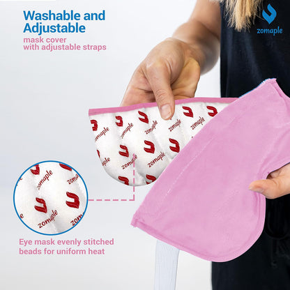ZOMPALE Heated Eye Mask for Dry Eyes – Microwavable Moist Heat Eye Compress – Warm Compress for Eyes, Eye Strain & Stye Relief – Adjustable Strap, Washable Plush Cover, Reusable Eye Mask for Sleep