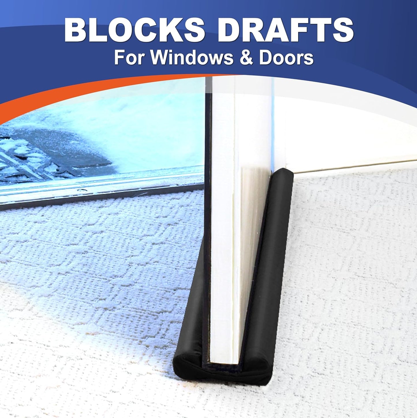 Twin Draft Guard Hug N Fit, Original Dual Draft Stopper Instantly Blocks Air from Entering, Water Repellent, Fits 28”-36” Length with 1.5” Energy Saver Tube