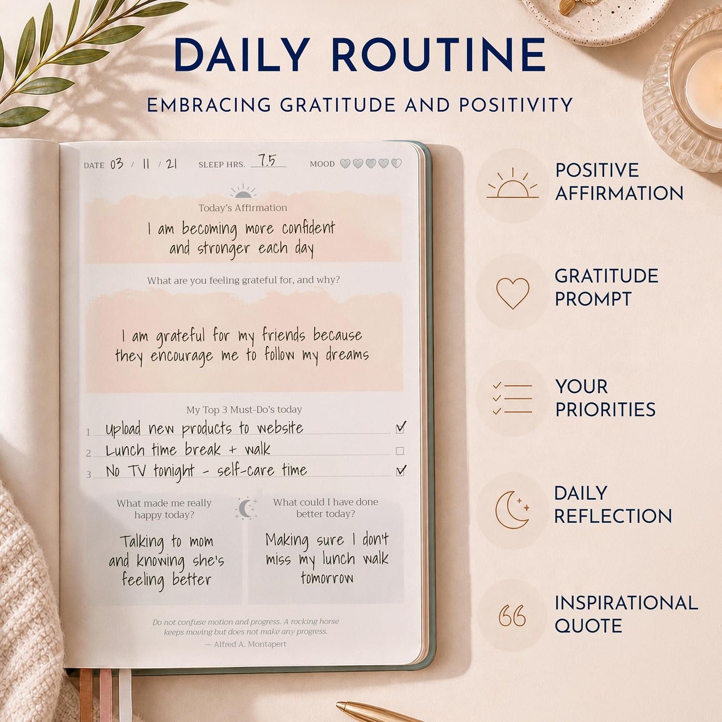 Premium Gratitude Journal for Men – 6 Month Guided Daily Prompts, Habit Tracker – Hardcover, 249 Pages, Lay Flat, 100gsm Paper – Mens Mindfulness Gifts, Mental Health, Self Mastery, Gift Boxed