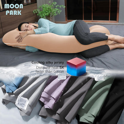 MOON PARK Pregnancy Pillows for Sleeping - 57 Inch U Shaped Full Body Maternity Pillow with Removable Cover - Support for Back, Legs, Belly, Hips - Pregnancy Pillow for Women - Grey