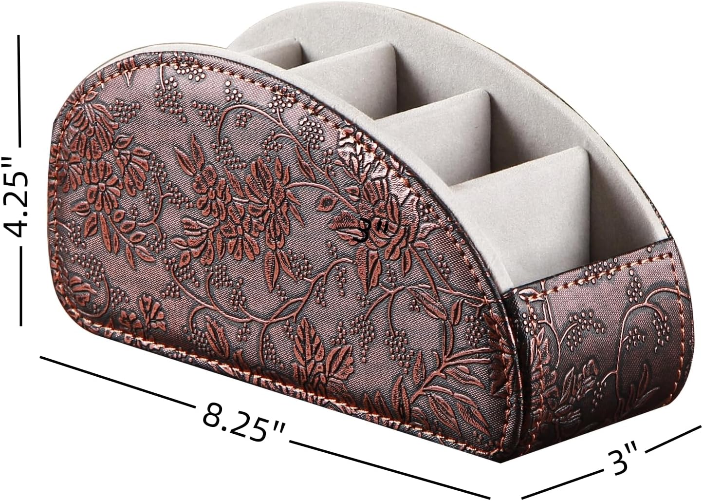PU Leather Remote Control Holder with 5 Compartments - Storage Tray & Desktop Organizer for TV Remotes,Glasses,Pens,Accessories - Space-Saving Design for Bedside Table & Office Desk (Black)