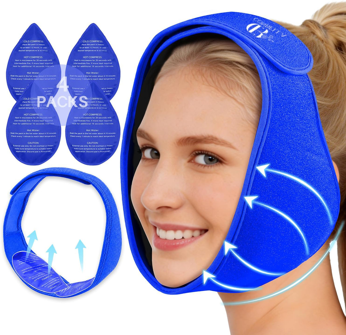 Wisdom Teeth Ice Pack Head Wrap for Pain Relief - Cold Hot Therapy for Face