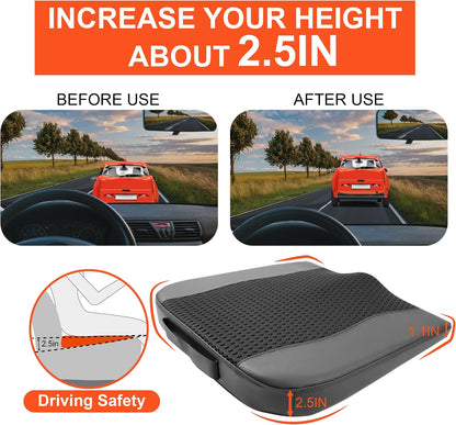 Lofty Aim Car Seat Cushion, Memory Foam Car Seat Cushions for Long Driving | Comfy Car Seat Pillow for Pain Relief, Driver Seat Cushion Adds Height, Butt Cushion for Car, Truck, Office Chair, Black