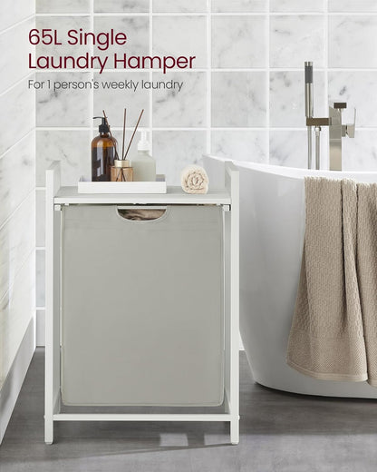 VASAGLE Laundry Hamper, Laundry Basket Sorter with 3 Pull-Out and Removable Bags, Shelf, Metal Frame, 3 x 10.6 Gallons (40 L), 36.4 x 13 x 28.4 Inches, Cappuccino Beige and Natural Beige UBLH301LH01
