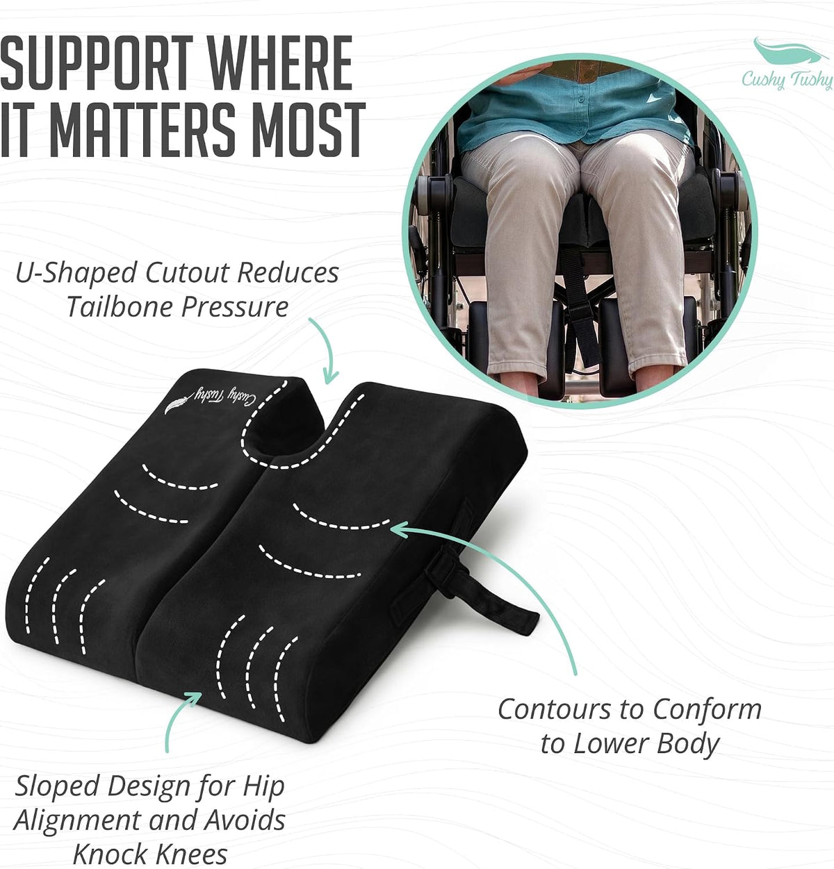 Cushy Tushy Premium Foldable Travel Seat Cushion - for Relief of Lower Back, Sciatic, Butt and Tailbone Pain - for Home & Office Use, Perfect for Travel or Driving - Coccyx Seat Cushion