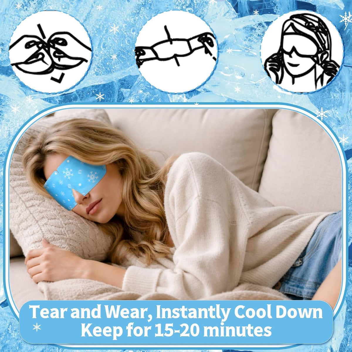 Newcotte 18 Pack Cooling Gel Eye Masks Mint Scented Hydrogel Patches