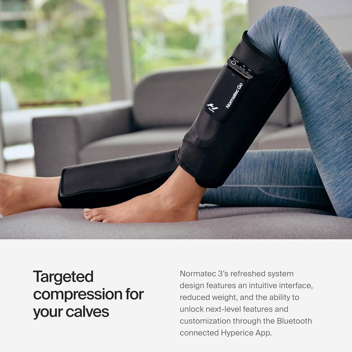 Hyperice Normatec Go Wireless Mobile Dynamic Air Compression Calf Muscles | Portable | Increase Circulation | Reduce Pain | Tension in Legs | Bluetooth Enabled | 7 Levels Customizable Pressure