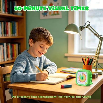 Owliwise Visual Timer for Kids, 60 Minute Countdown Timer with Silent Operation, Cute Pomodoro Rainbow Disk Time Management Tool for Classroom and Home Study, for Kids Desk, Office Desk and Meetings