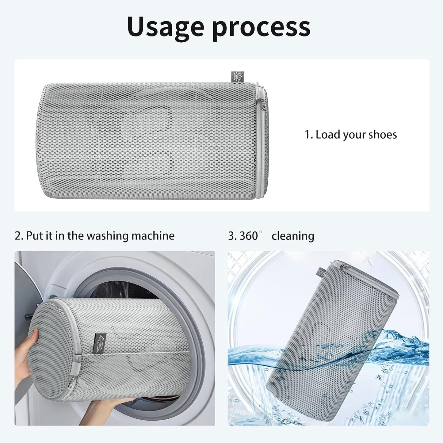 Shoe Washing Machine Bag, Laundry Bag for Sneakers, Orange, 7x15 | Bag to Wash Shoes in Washer and Dryer, for Tennis, Footwear, Trainers, Slippers, Prevent Tangling, Honeycomb Mesh