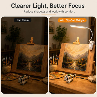 Rechargeable Easel Light for Painting, 45cm LED Lamp Bar | Artist Lighting for Canvas Work, 3 Color Modes, 3200mAh Clip On Desk Lamp, Flexible Gooseneck, Sturdy Clamp